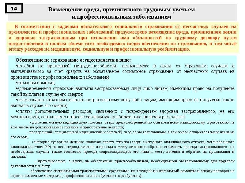 Возмещение вреда здоровью в результате несчастного случая на производстве.