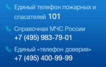  Телефон доверия МЧС России: 8(495)400-99-99.